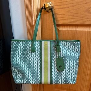 Tory Burch Gemini Link Canvas Tote, Green